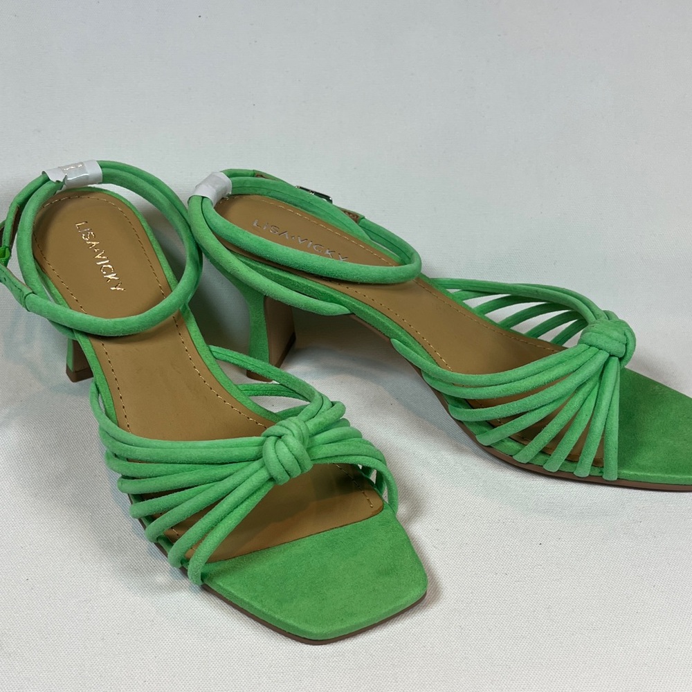 Lisa Vicky Zealous Ankle Strap Sandal Women's Absinthe Green Kid Suede 9M NIB